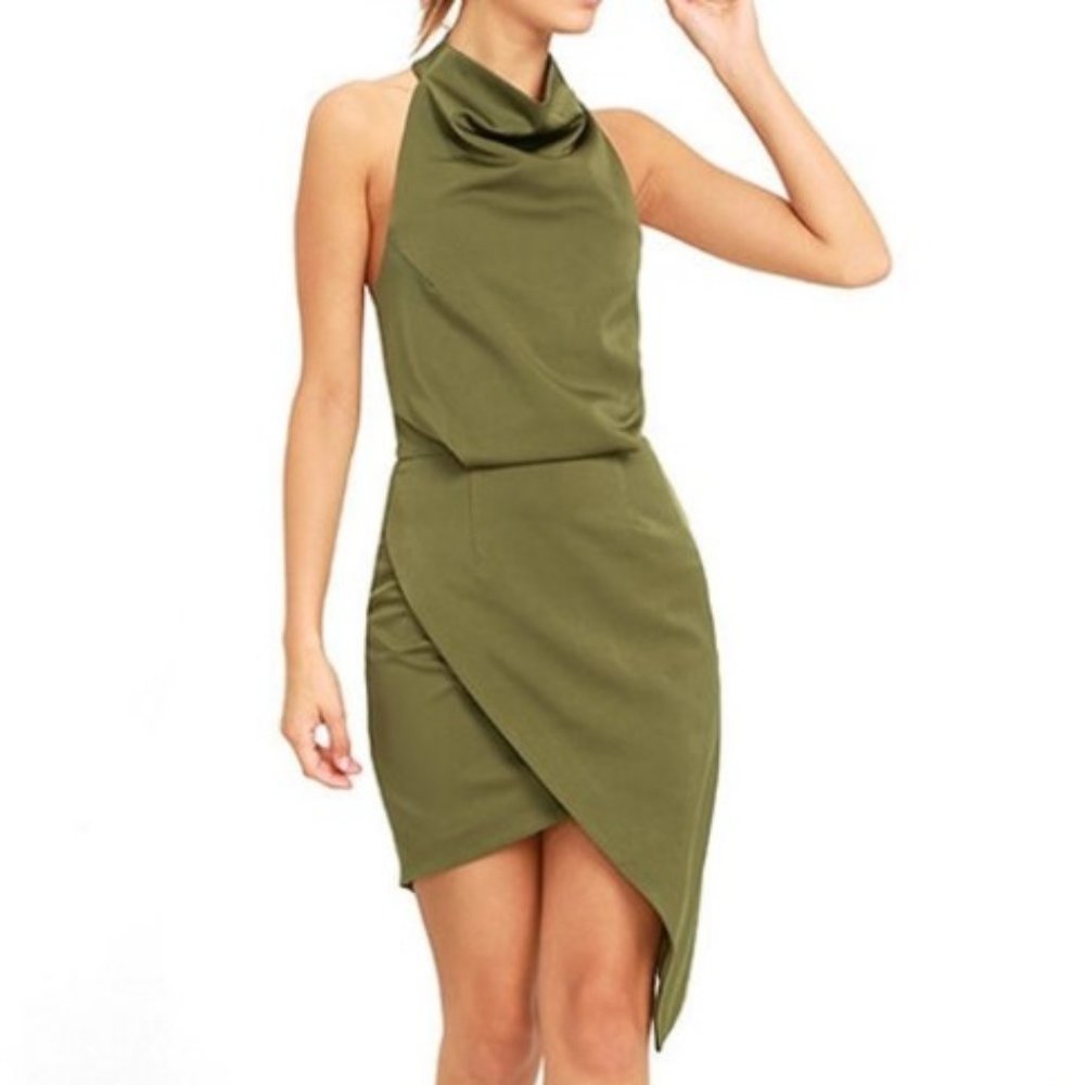 Elliatt Halter Dress in Army Green